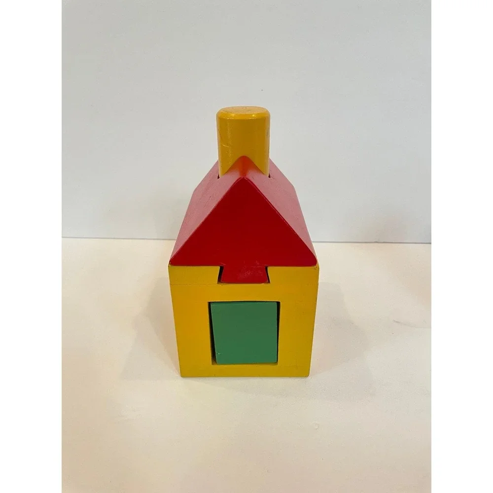 RARE Vintage IKEA Wood Building Blocks Robot and House Set Primary Colors